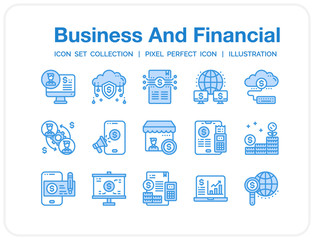 Business And Financial  Icons Set. UI Pixel Perfect Well-crafted Vector Thin Line Icons. The illustrations are a vector.