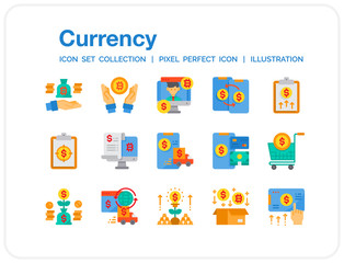 Currency Icons Set. UI Pixel Perfect Well-crafted Vector Thin Line Icons. The illustrations are a vector.