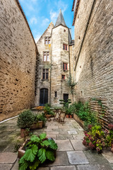 The face view Chateau-Gaillard in Vannes old town. This medieval building was hotel in past and archeological museum today.  French Brittany.
