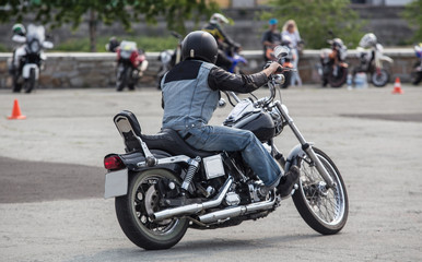 Fototapeta na wymiar Motorcyclist rides a motorcycle