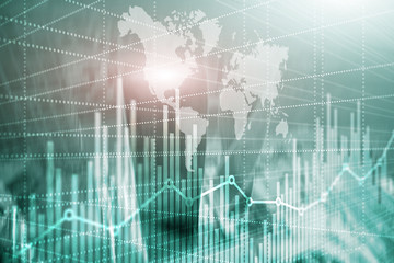 Business Finance Chart Graph. Trading Forex Exchange Investment Fintech concept. Mixed media.