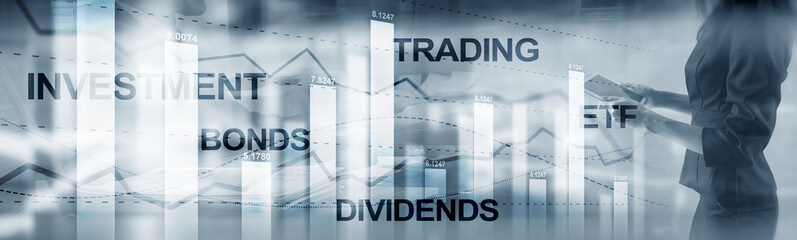 Bonds dividends concept. Abstract Business Finance Background Banner.