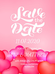 Save the date lettering. Vector stock illustration for poster or banner