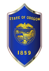 Oregon State Flag On A Crusader Style Shield