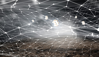 Crypto currency concept. Mixed media