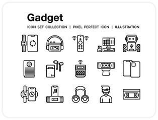 Gadget Icons Set. UI Pixel Perfect Well-crafted Vector Thin Line Icons. The illustrations are a vector.