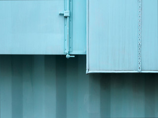 Metal external ventilation duct. Industrial exterior