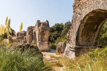Remains of the roman Barbegal aqueduct near Fontvieille