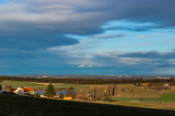 Obraz premium Small villages in Czech republic. View to autumn South Bohemia countryside. Rural scene.