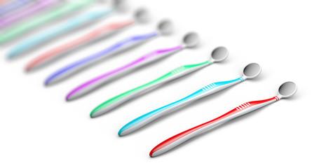 No trademarks. My own design of the dental mirror. 3D Illustration.