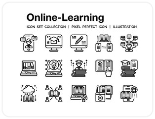 Fototapeta na wymiar Online Learning Icons Set. UI Pixel Perfect Well-crafted Vector Thin Line Icons. The illustrations are a vector.