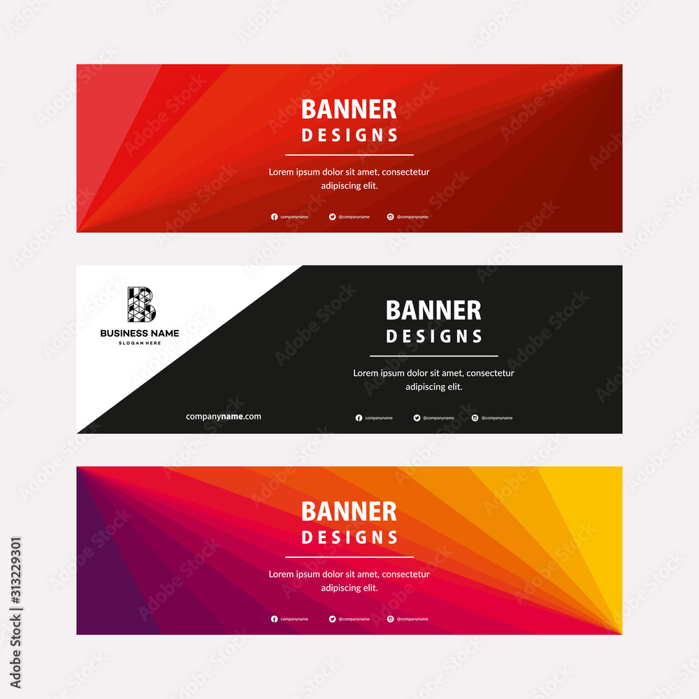 Sticker modern web banners template with diagonal elements for a photo. universal design for advertising bus