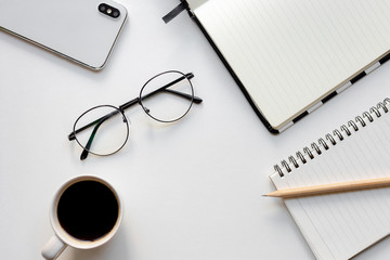 mockup image.office equipment on desk table.blank background empty copy space for text design studio creativity ideas for study,education,business modern accessories at workplace.blogging,blog 