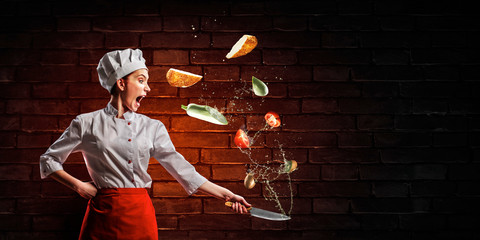 He is crazy about cooking. Mixed media