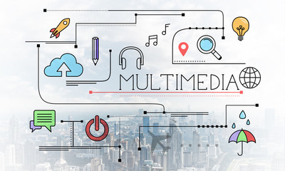 Multimedia content linear sketch with media signs