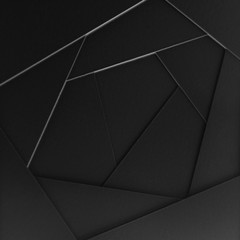 Illustration of abstract geometric background from sheets of thick black paper, cardboard.