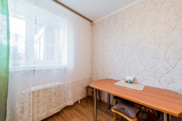 Russia, Moscow- August 25, 2019: interior room apartment modern bright cozy atmosphere. general cleaning, home decoration, preparation of house for sale