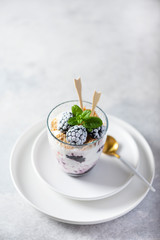 Healthy yogurt with muesli