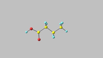 Rotating isolated butyric acid molecule video