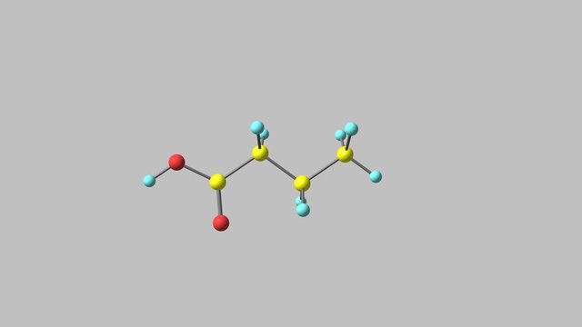 Rotating isolated butyric acid molecule video