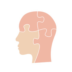 Human head with puzzle pieces inside. Skin color