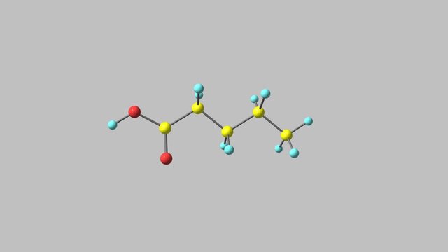Rotating isolated valeric acid molecule video