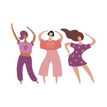  Happy girls. Vector image isolated on a white background.