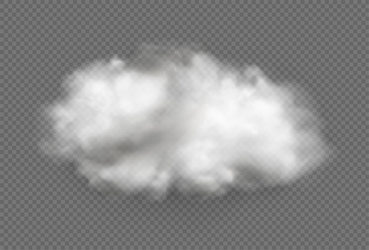 Cloud of fog, smoke, urban smog. Realistic isolated cloud on transparent background.
