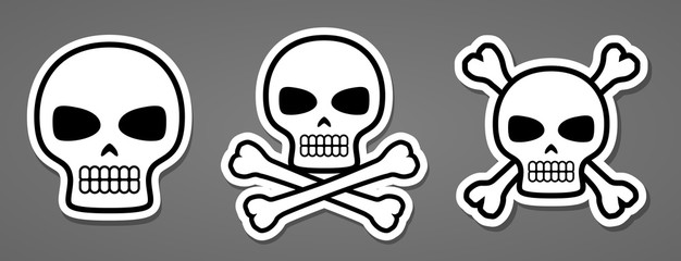 Poison death skull symbol with crossbones sticker vector illustration