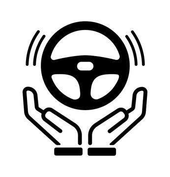 Self-driving, driverless, automatic driving vector icon illustration