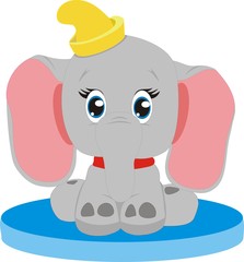 Elephant on an ice floe, children's drawing.