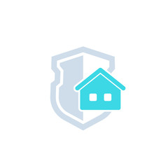 House insurance icon with shield and home
