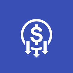 reduce costs, price reduction vector icon