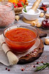 Homemade barbecue sauce in glass