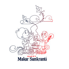 kids flying kites on makar sankranti festival