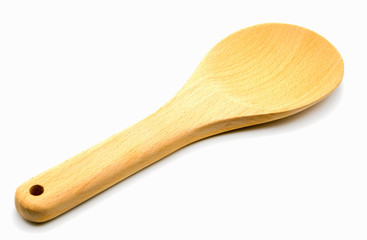 wooden brown spoon in isolated on white background