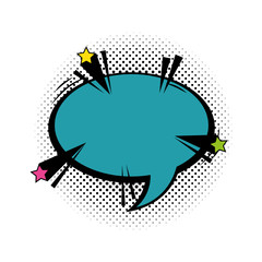 speech bubble blue color pop art style vector illustration design