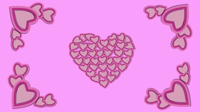 Motion,  hearts on a pink background. Seconds 2-8 can cut for the loop