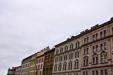 Fototapeta na wymiar Typical colored bohemian facade buildings (Prague, Czech Republic, Europe)