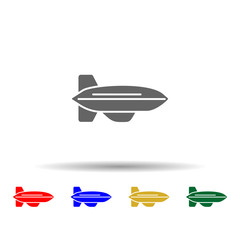 Fototapeta premium Blimp aircraft multi color style icon. Simple glyph, flat vector of transport icons for ui and ux, website or mobile application