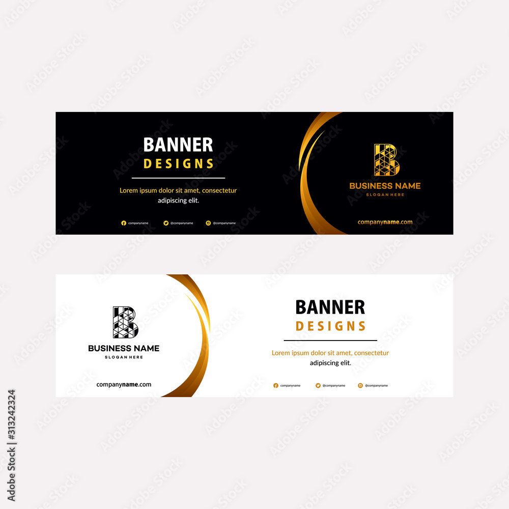 Wall mural luxury gold web banners template with diagonal elements for a photo. universal design for advertisin