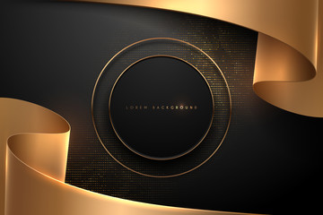 Abstract black and gold background template