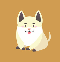 Chinese New Year pig pretends to be dog isolated pet vector. Piggy with short tail waiting it, smile on face of doggy, creature winter celebration symbol