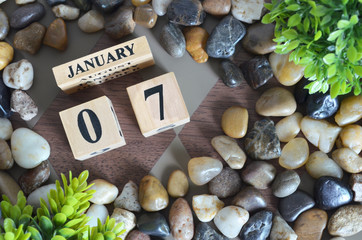 February 7, Number cube design in natural concept.