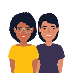 group of beautiful women avatar character vector illustration design