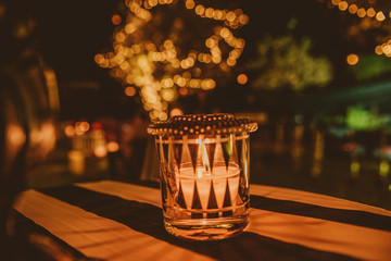 Elegantly glass decorated wedding table set