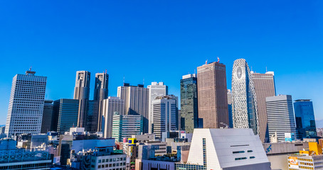 Obraz premium 西新宿 高層ビル 東京 日本 青空 都庁 ビル群 都市風景 都会