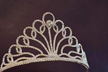 Crown set with diamonds On a beautiful leather floor