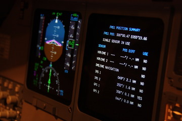 Crossing the Equator on a Business Jet overhead the Indian Ocean, Coordinates displayed on the PFD...
