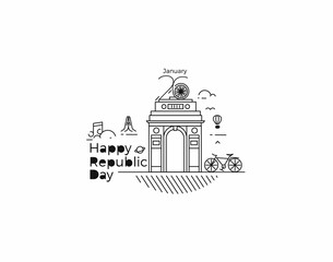 Fototapeta premium 26 january Republic day concept - India Gate at New Delhi. 1920s triumphal arch and war memorial